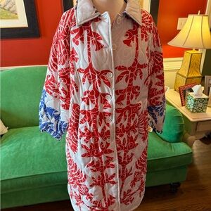 Stylish Red and Blue Trench Coat